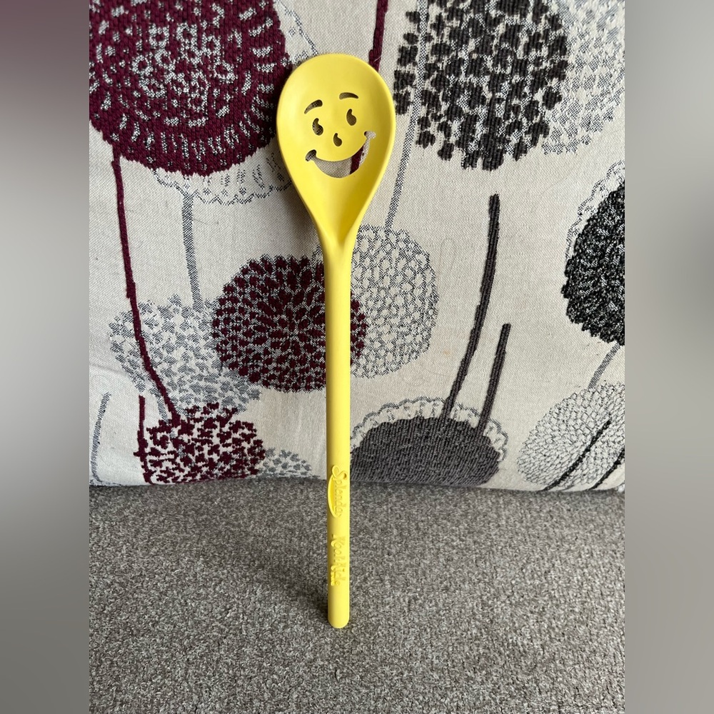 Vintage Splenda Kool Aid Happy Smiley Face Yellow Slotted Mixing Spoon